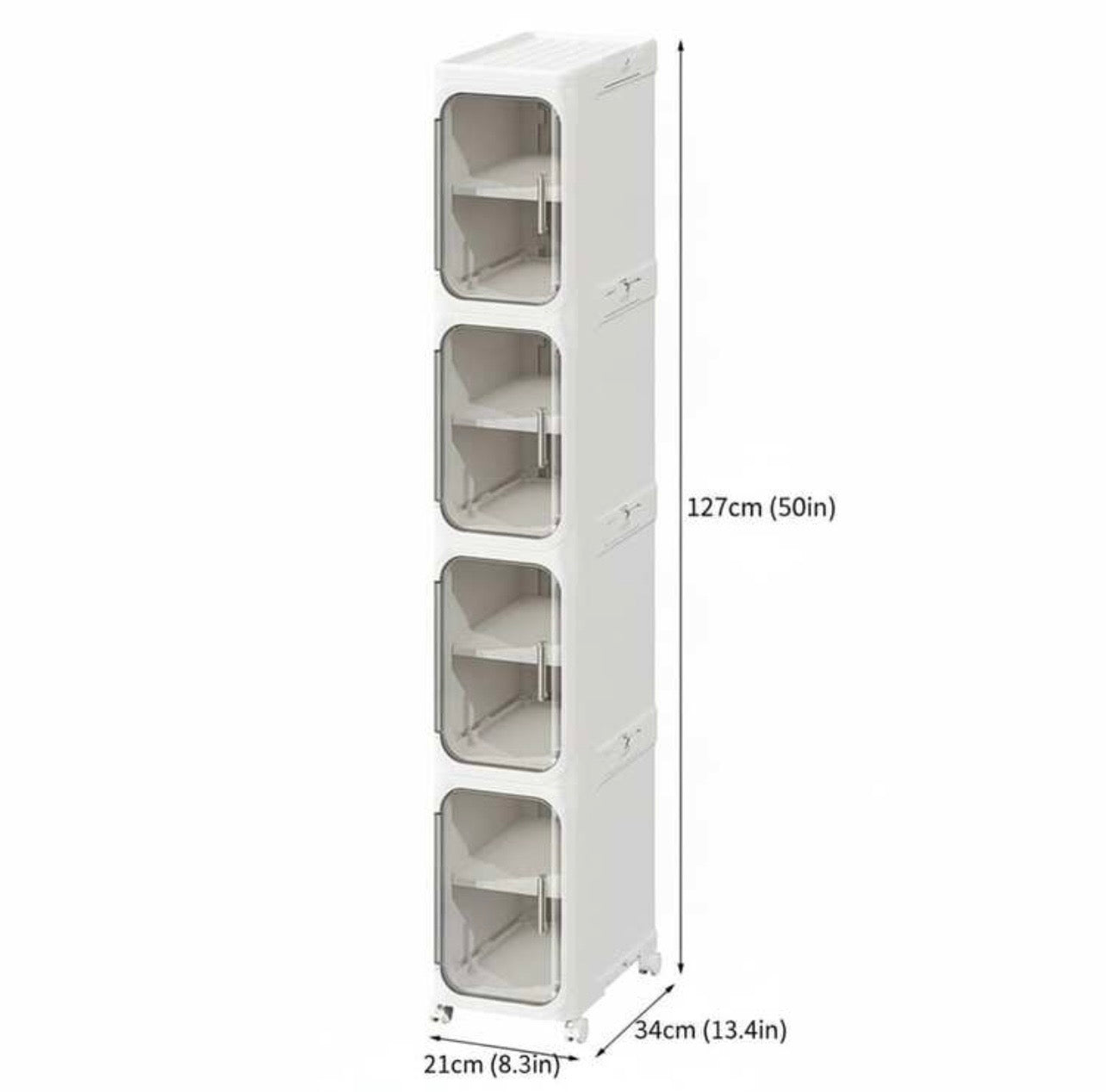 TidyLiving™ 4-Tier Slim Storage Cabinet with Clear Doors & Wheels