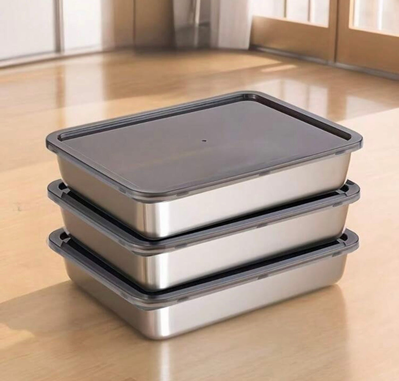 TidyLiving™ Stainless Steel Meal Prep & Food Storage Container Set (3-Piece)