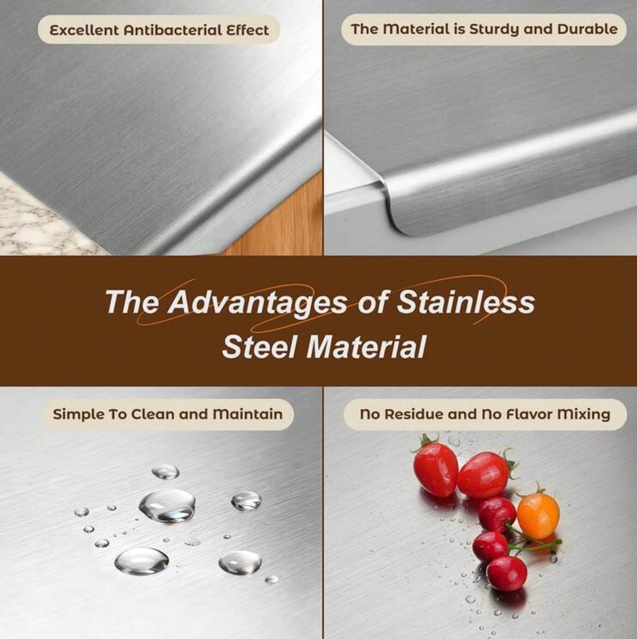 TidyLiving™ Stainless Steel Pro Cutting Board – Hygienic, Odor-Free & Easy Clean