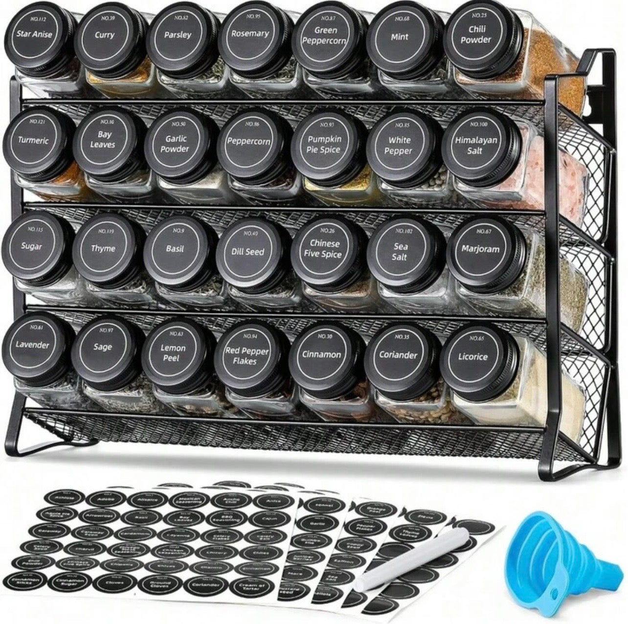 TidyLiving™ 28-Jar Spice Rack Organizer Set – Countertop Kitchen Seasoning Storage Rack