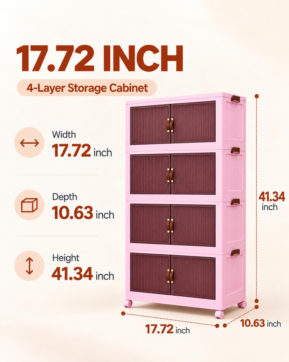 TidyLiving™ Foldable Stackable Storage Cabinet with Doors & Wheels