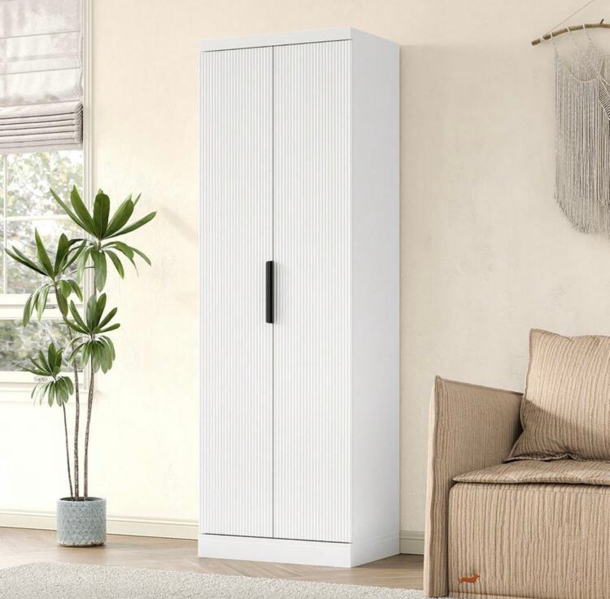 TidyLiving™ 71" Fluted Tall Storage Cabinet with Adjustable Shelves