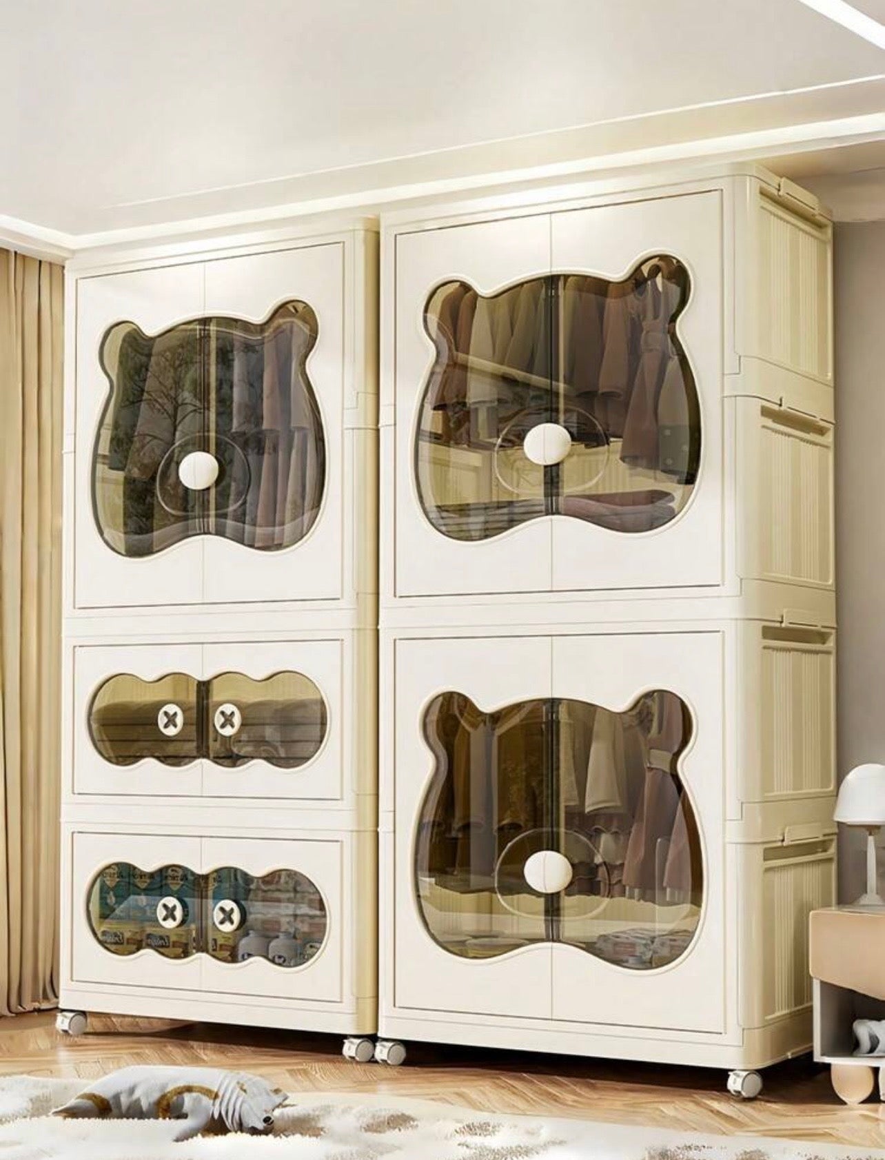 TidyLiving™ Foldable Kids Wardrobe Closet with Storage Cabinets & Hanging Organizer