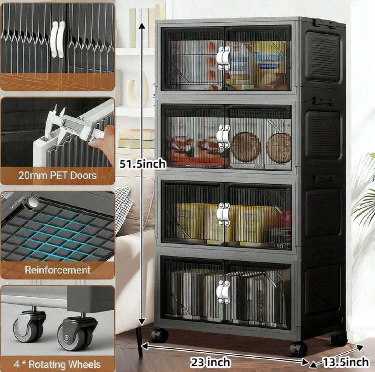 TidyLiving™ Extra Large Foldable Storage Cabinet – Stackable Organizer with Doors & Wheels