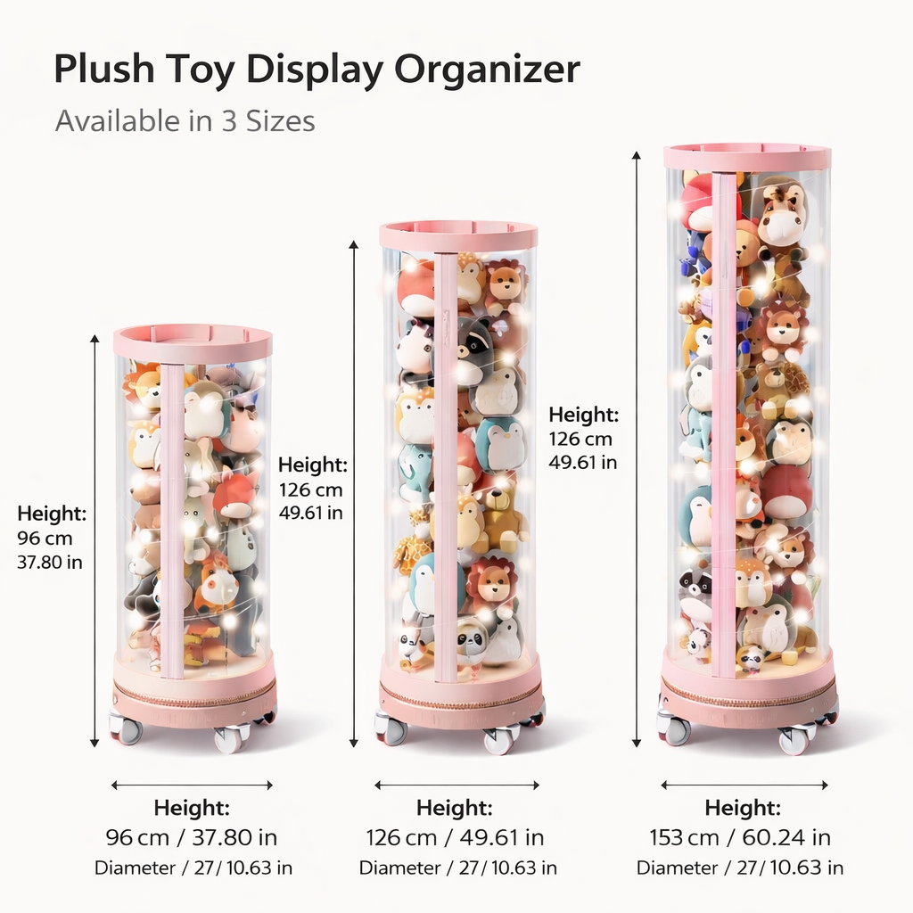TidyLiving™ Clear Plush Toy Storage Organizer Tower – Designed for Easy Access & Modern Living