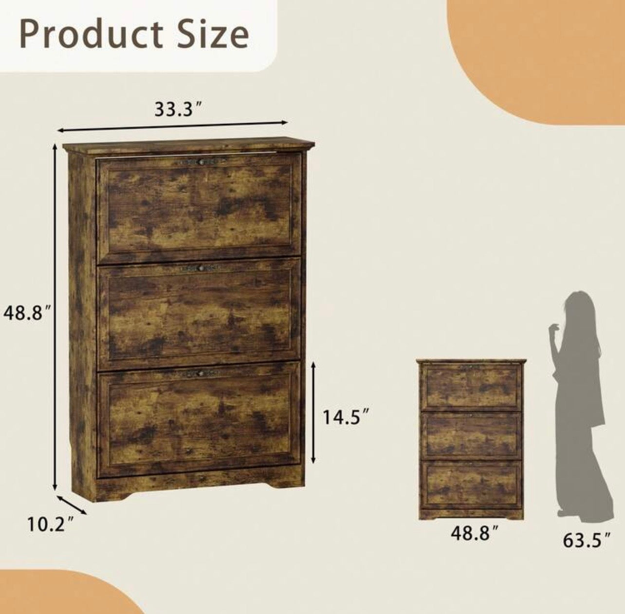 TidyLiving™ Rustic Flip-Door Shoe Storage Cabinet – Space Saving Entryway Organizer
