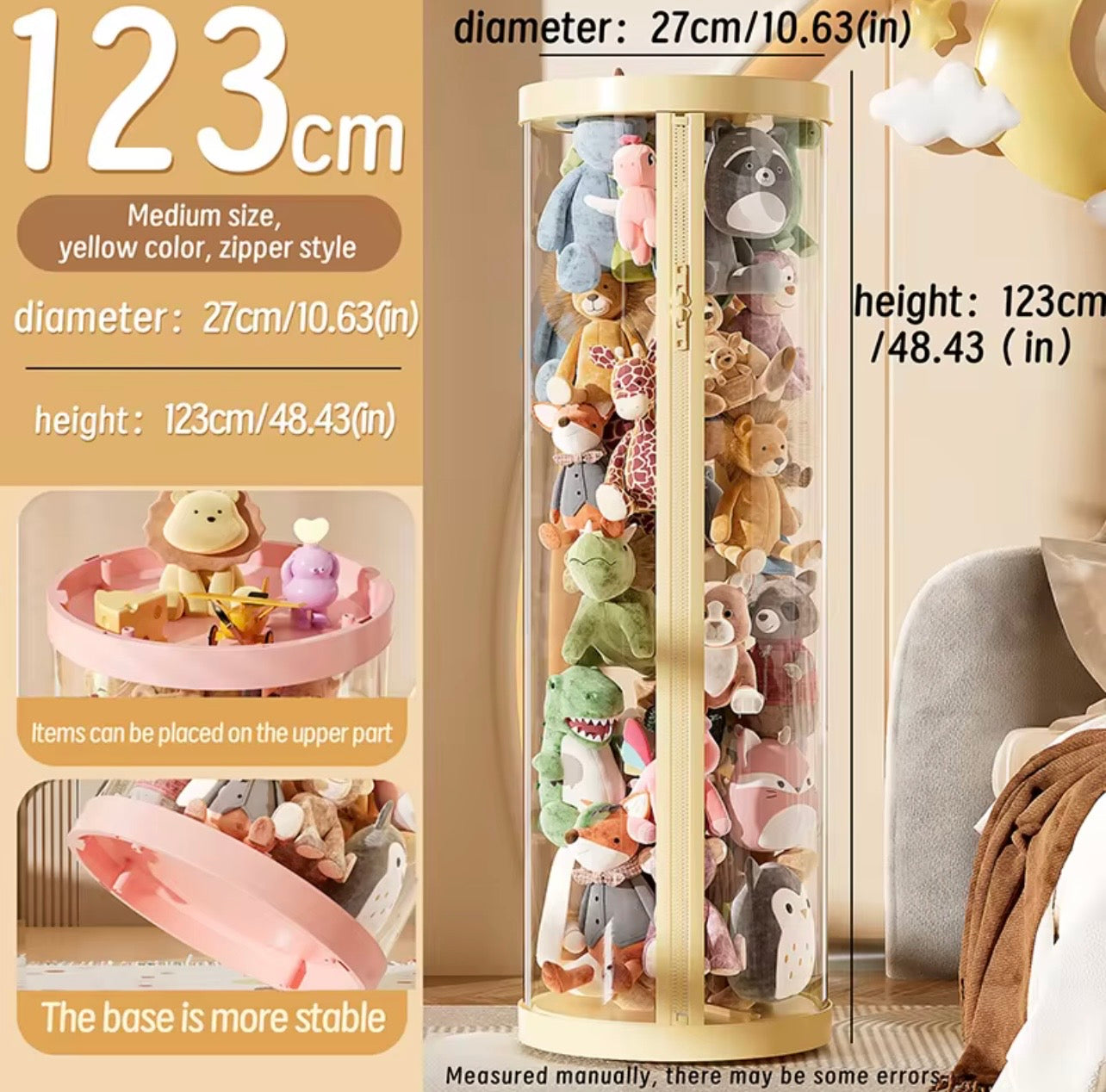 TidyLiving™ Clear Plush Toy Storage Organizer Tower – Designed for Easy Access & Modern Living