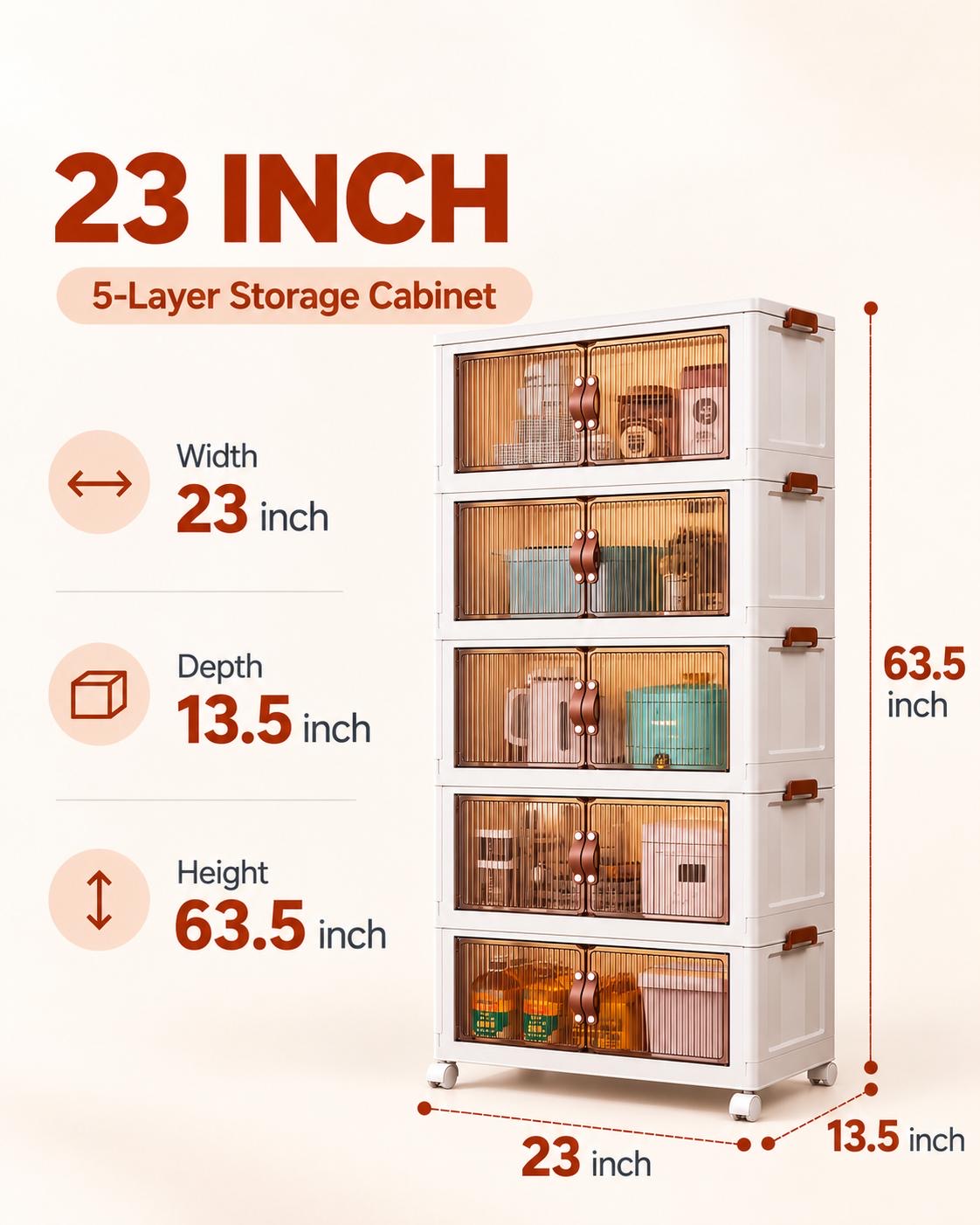 TidyLiving™ Foldable Stackable Storage Cabinet with Doors & Wheels