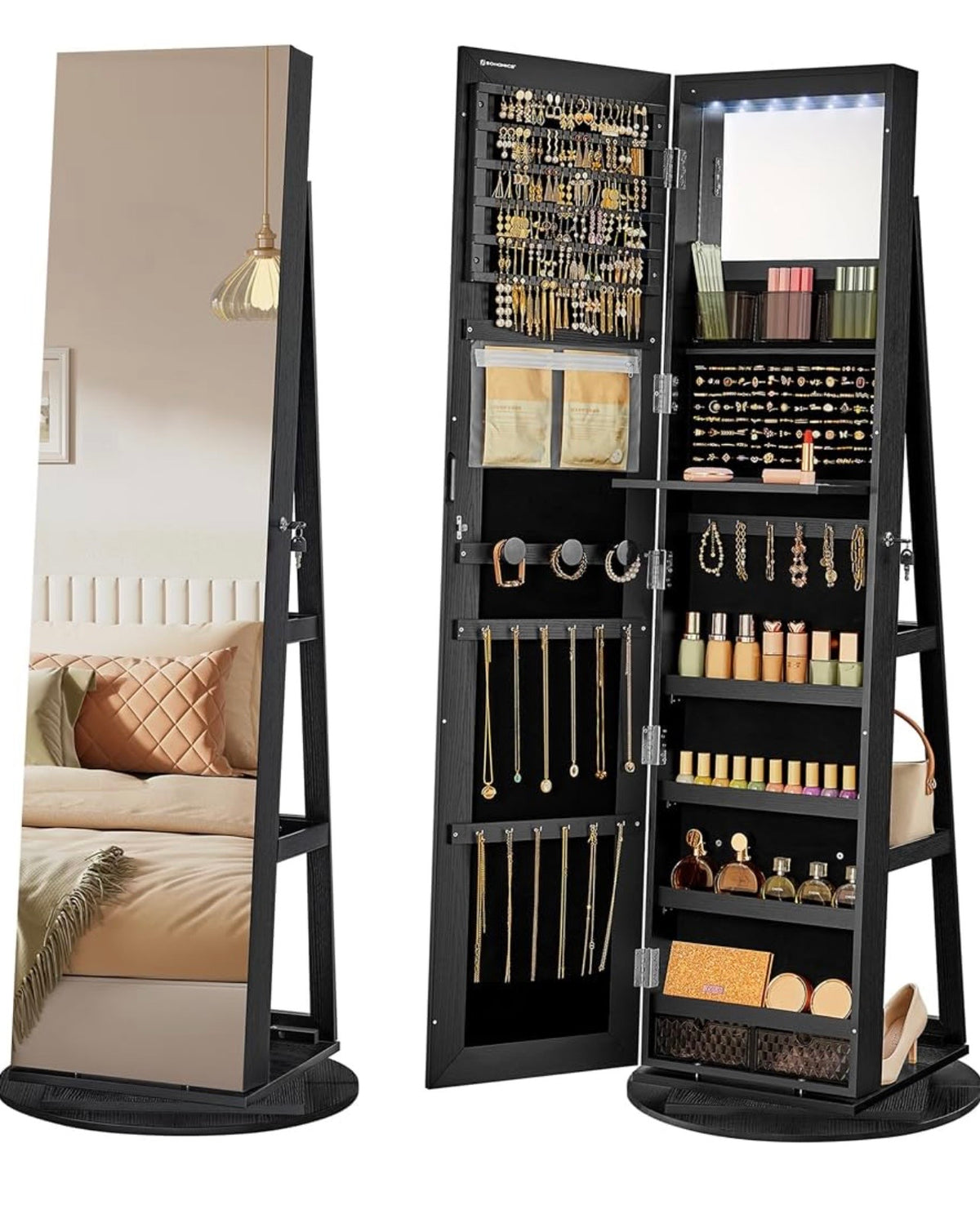 TidyLiving™ 3-in-1 Full-Length Mirror Jewelry Cabinet with 360° Swivel Storage