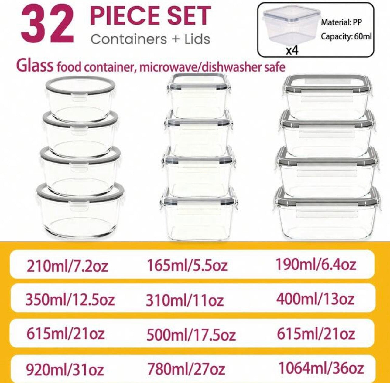 TidyLiving™ 32-Piece Borosilicate Glass Food Storage Container Set