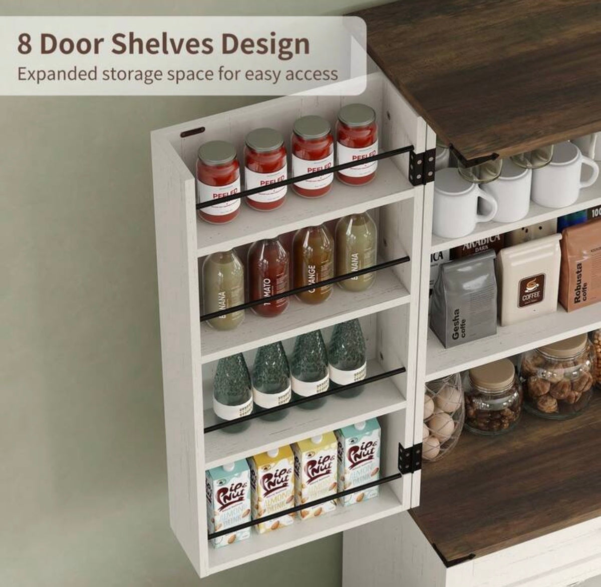 TidyLiving™ 72" Grand Pantry Storage Cabinet with 8 Door Shelves & Drawer