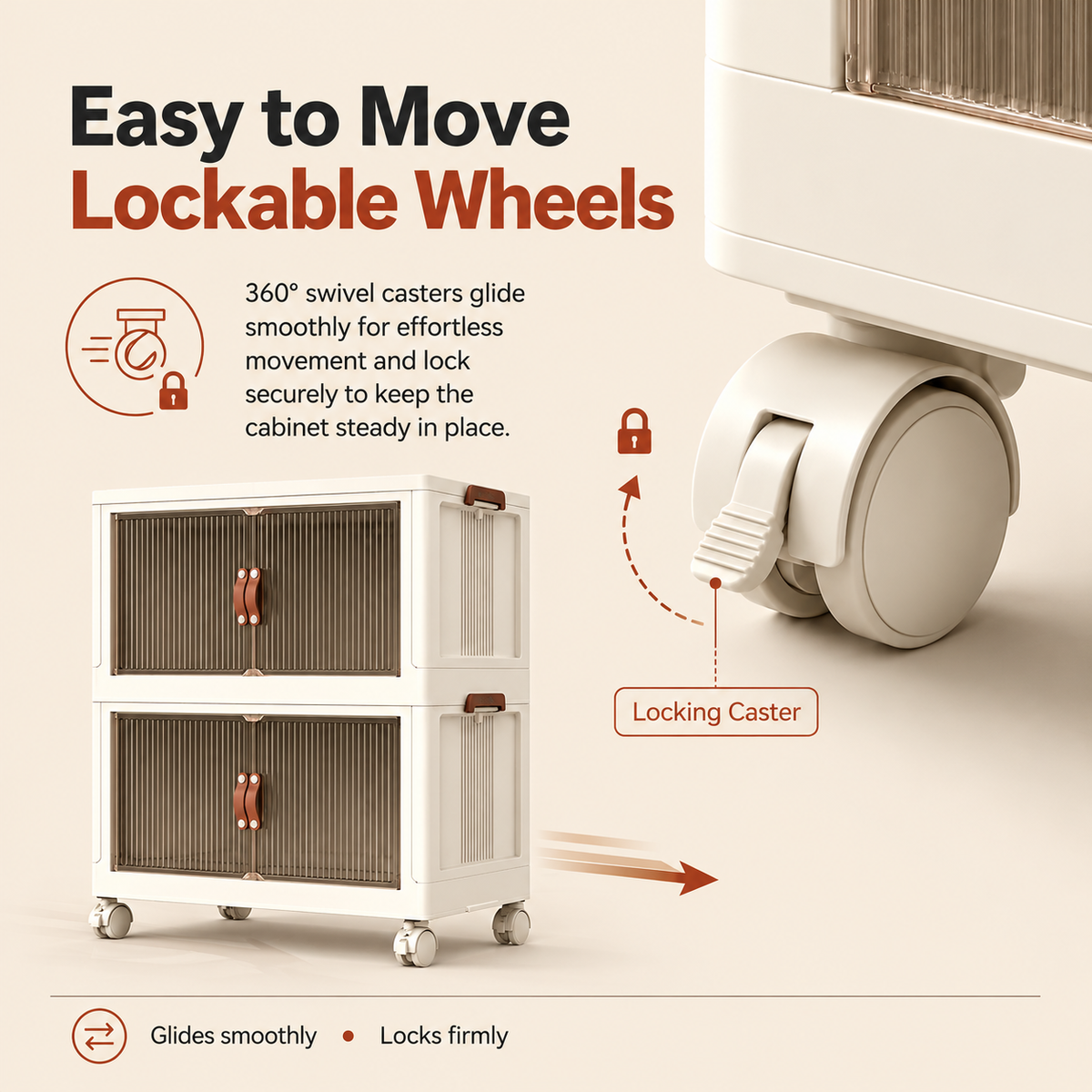 TidyLiving™ Foldable Stackable Storage Cabinet with Doors & Wheels