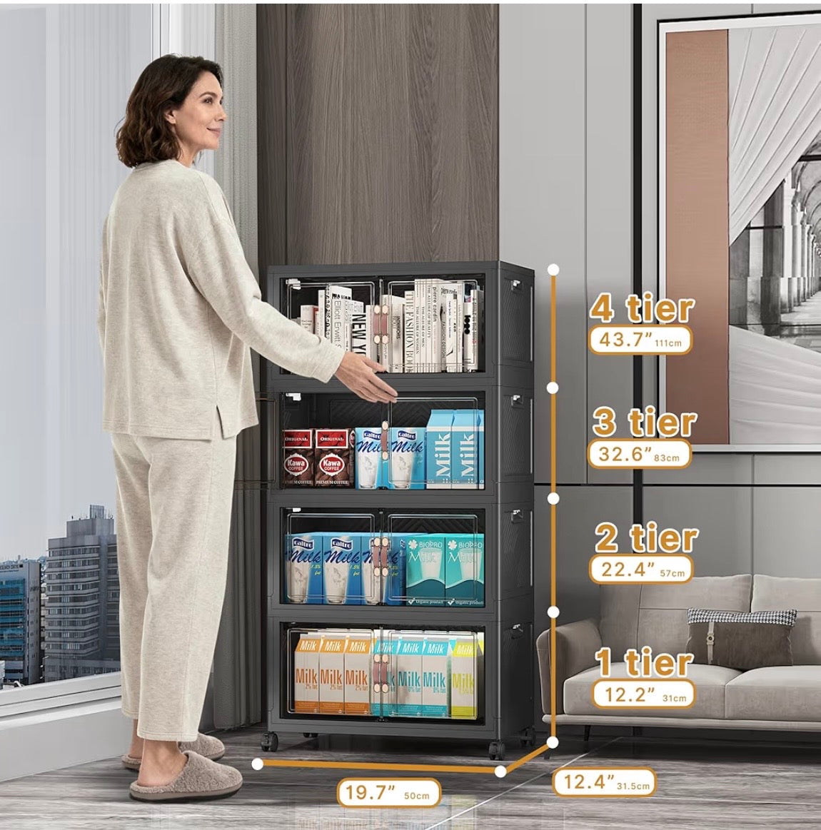 TidyLiving™ Premium Storage Cabinet — Foldable Organizer With Doors & Wheels