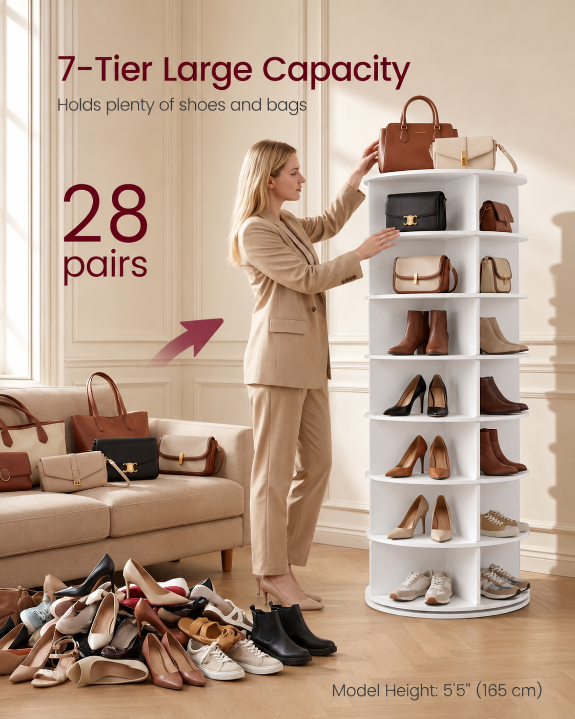 TidyLiving™ 360° Rotating Shoe & Bag Tower