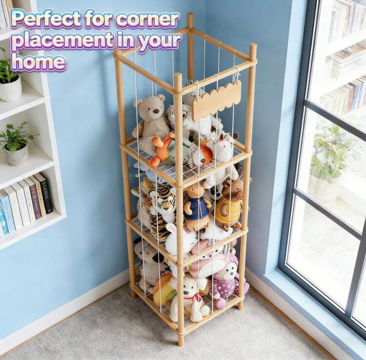 TidyLiving™ Plush Toy Storage Tower – Space-Saving Stuffed Animal Organizer