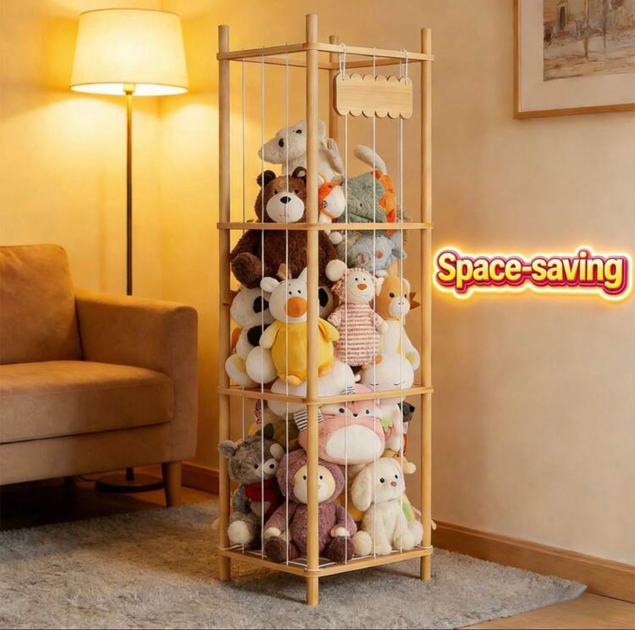 TidyLiving™ Plush Toy Storage Tower – Space-Saving Stuffed Animal Organizer
