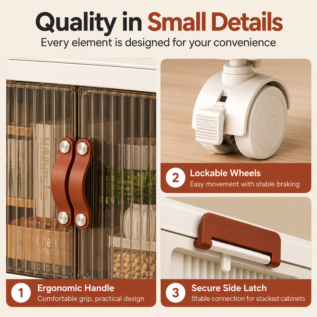 TidyLiving™ Foldable Stackable Storage Cabinet with Doors & Wheels