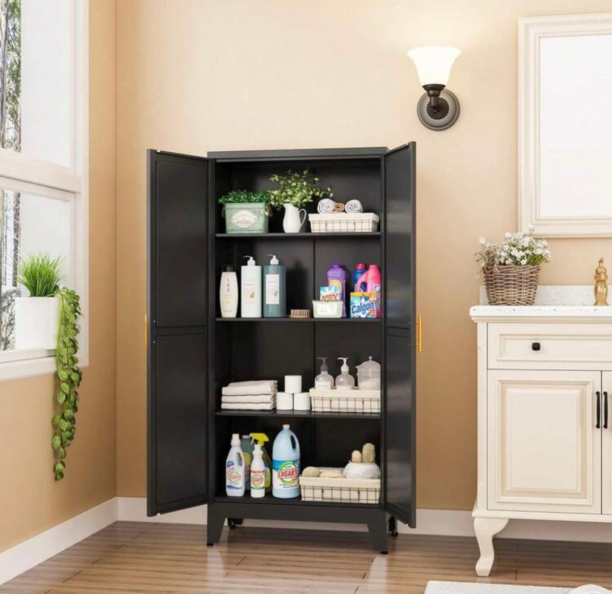 TidyLiving™ Metal Storage Cabinet with Double Doors & Adjustable Shelves