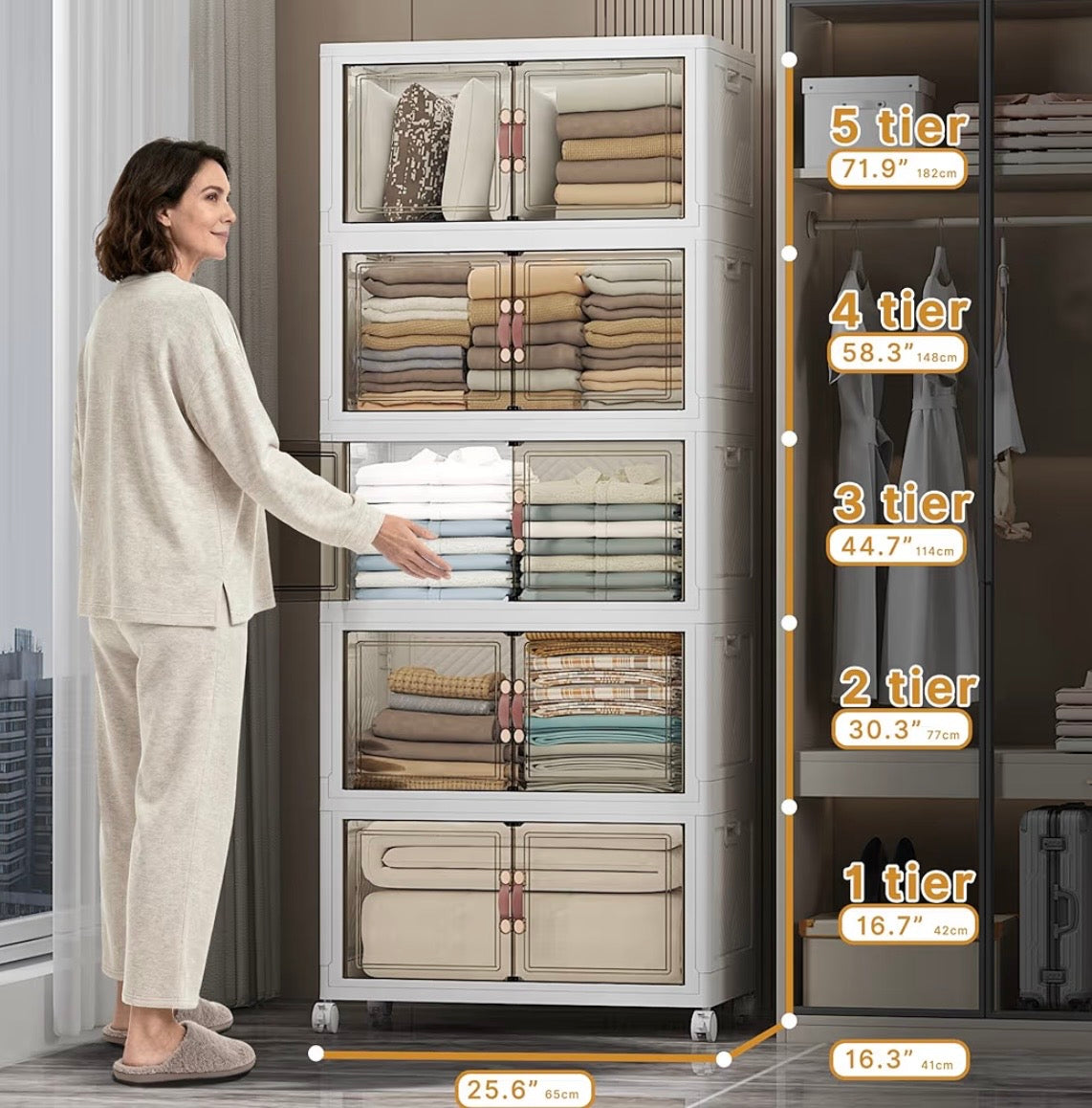 TidyLiving™ Premium Storage Cabinet — Foldable Organizer With Doors & Wheels
