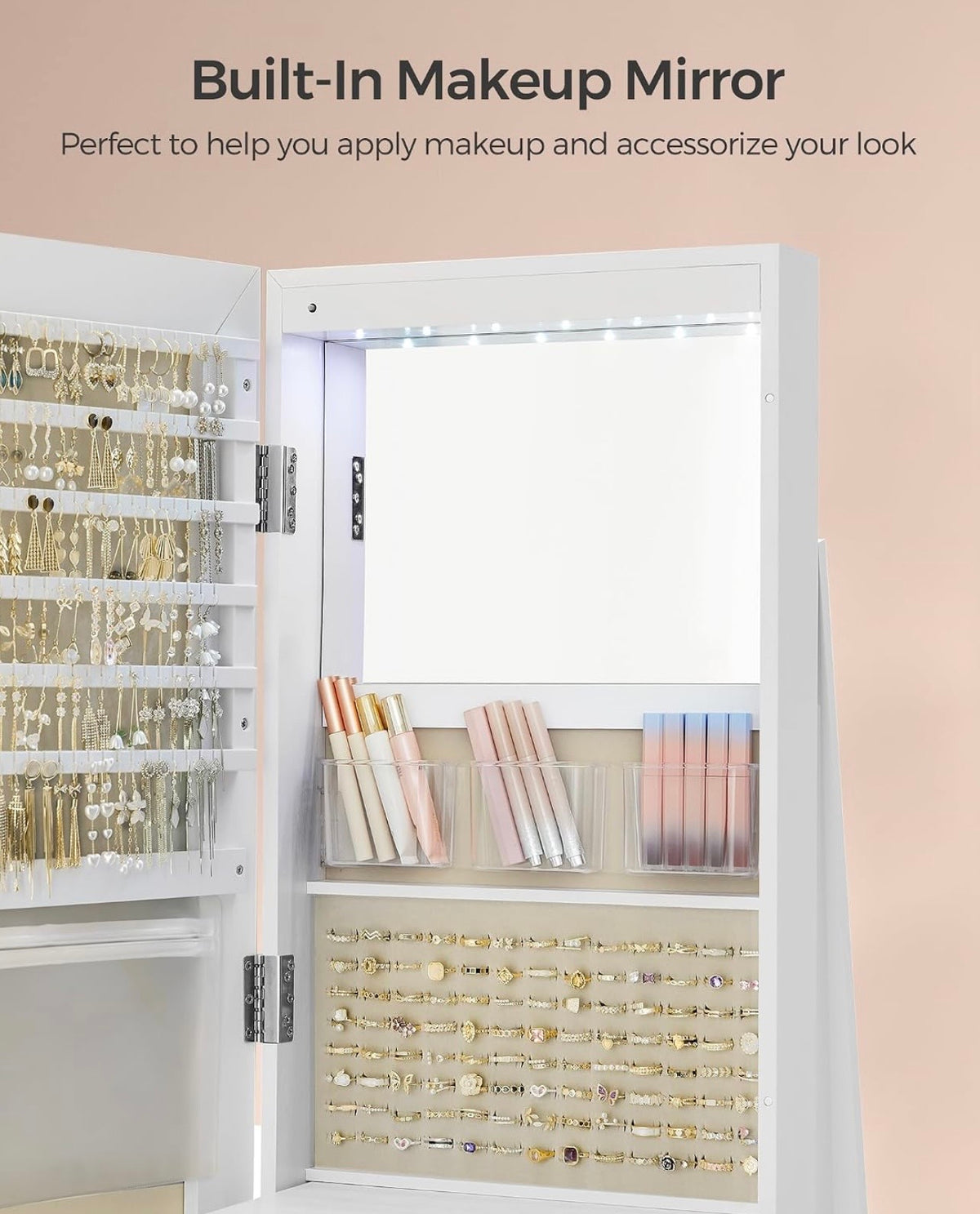 TidyLiving™ 3-in-1 Full-Length Mirror Jewelry Cabinet with 360° Swivel Storage