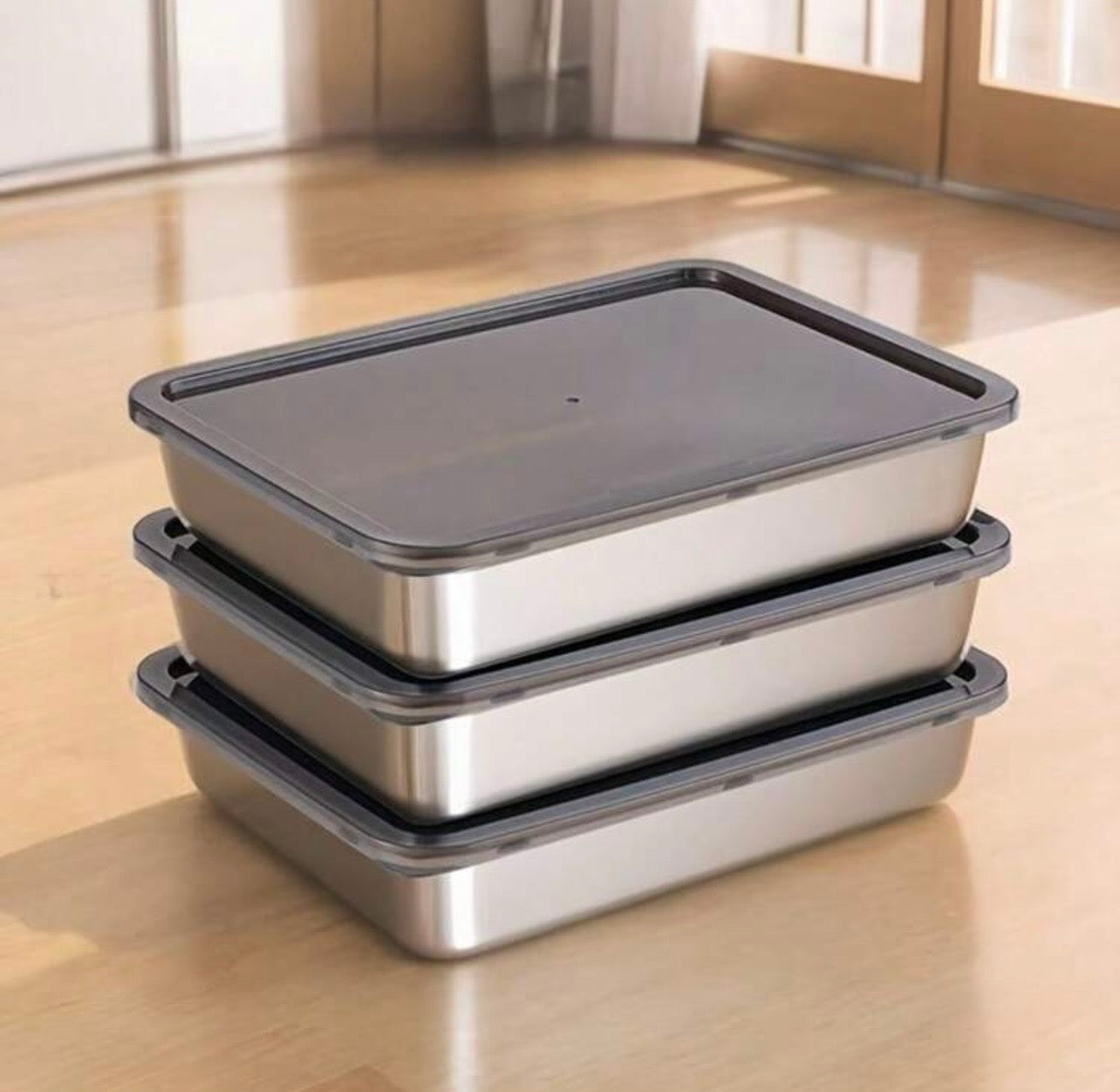 TidyLiving™ Stainless Steel Meal Prep & Food Storage Container Set (3-Piece)