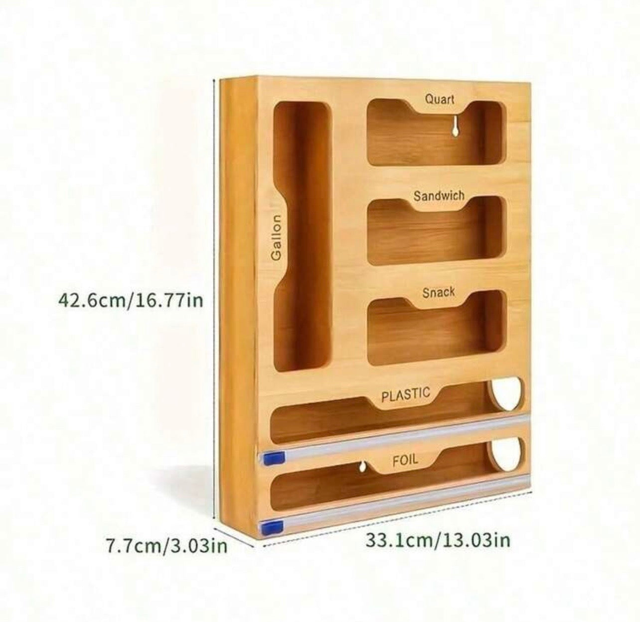 TidyLiving™ 6-in-1 Bamboo Bag Organizer & Wrap Dispenser