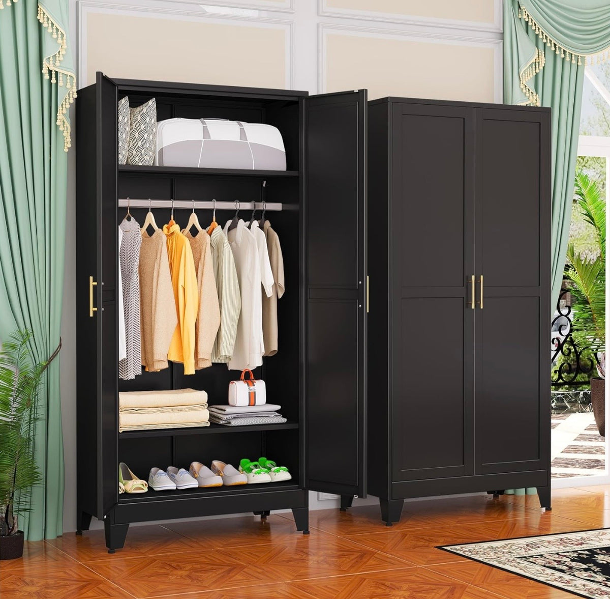 TidyLiving™ Aurelia 71” Freestanding Wardrobe with Adjustable Shelving & Hanging Rail