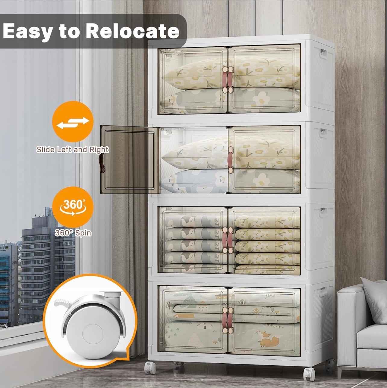 TidyLiving™ Premium Storage Cabinet — Foldable Organizer With Doors & Wheels
