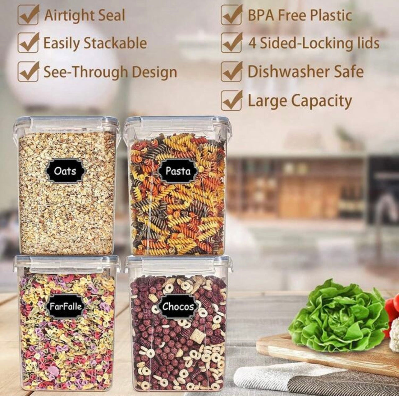 TidyLiving™ PantryPro Airtight Food Storage Container Set (4-Pack)