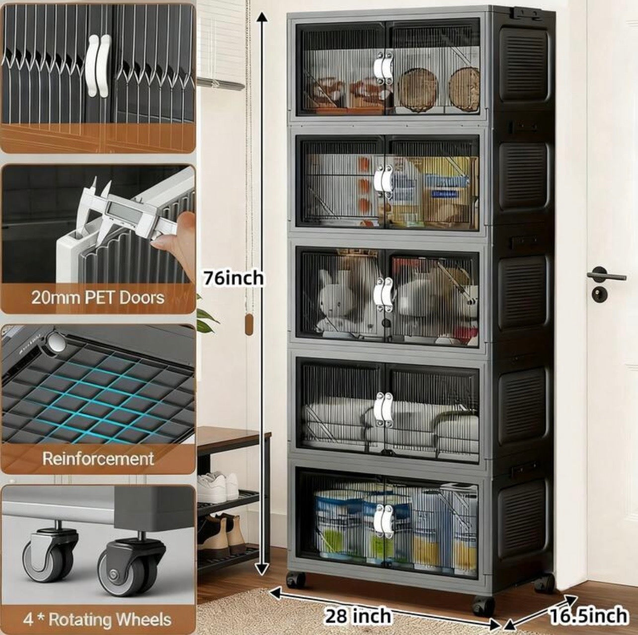 TidyLiving™ Extra Large Foldable Storage Cabinet – Stackable Organizer with Doors & Wheels
