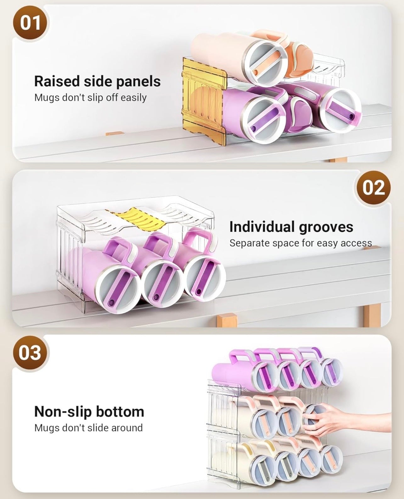 TidyLiving™ Stackable Tumbler & Water Bottle Organizer (12-Bottle Capacity)