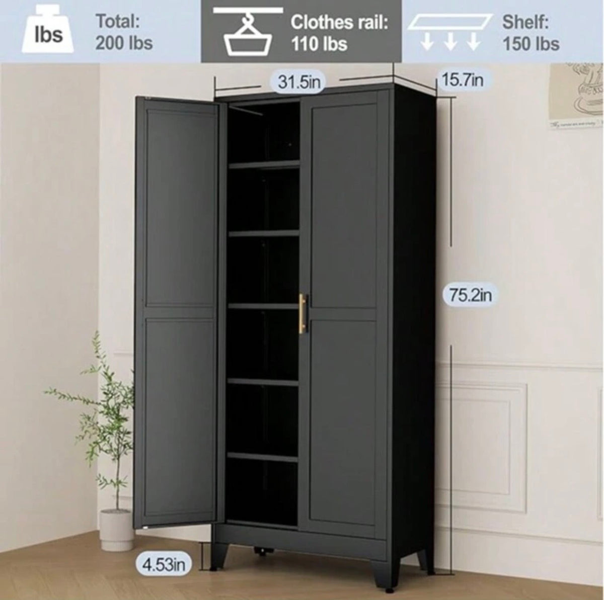TidyLiving™ Metal Storage Cabinet with Double Doors & Adjustable Shelves