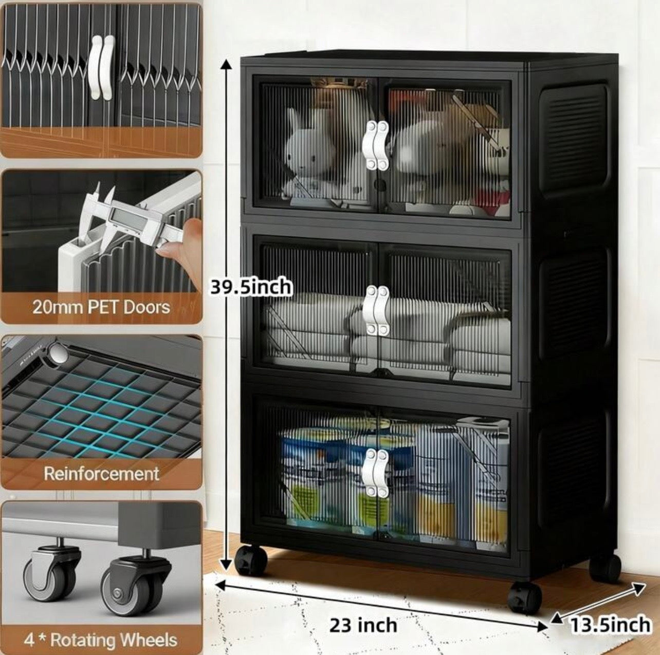 TidyLiving™ Extra Large Foldable Storage Cabinet – Stackable Organizer with Doors & Wheels