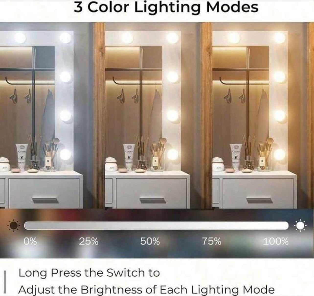 TidyLiving™ Hollywood LED Makeup Vanity with Mirror, 5 Drawers & Stool