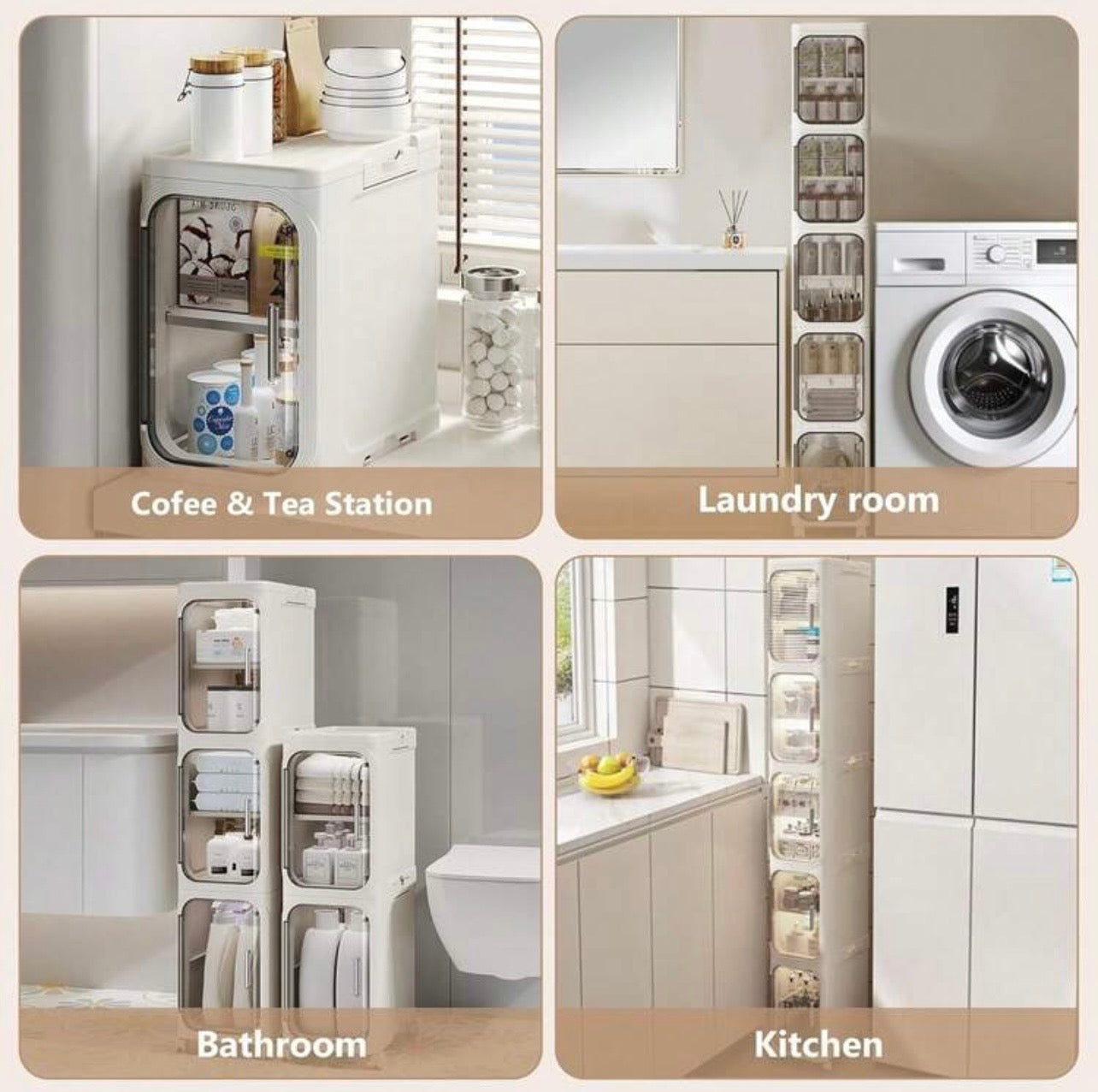 TidyLiving™ 4-Tier Slim Storage Cabinet with Clear Doors & Wheels