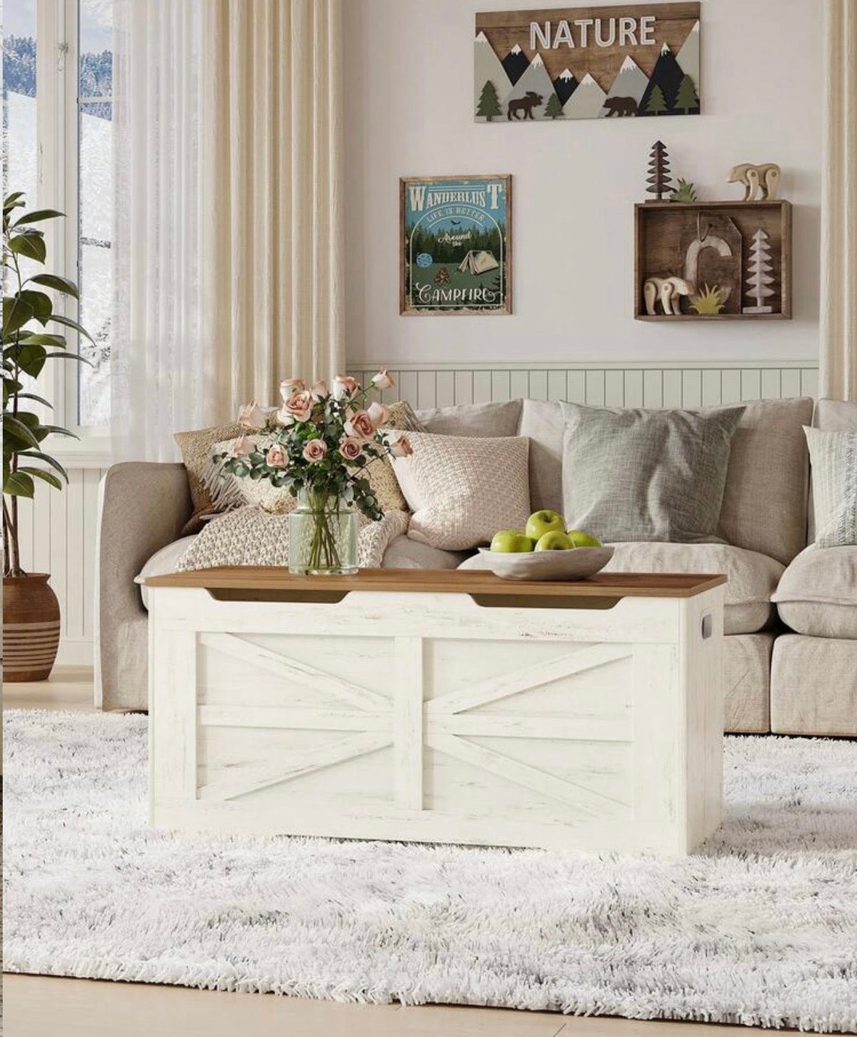 [VARIANT: Honey Brown+ Rustic White]