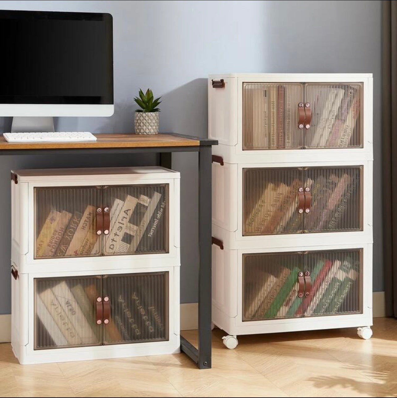 TidyLiving™ Extra Large Foldable Storage Cabinet – Stackable Organizer with Doors & Wheels