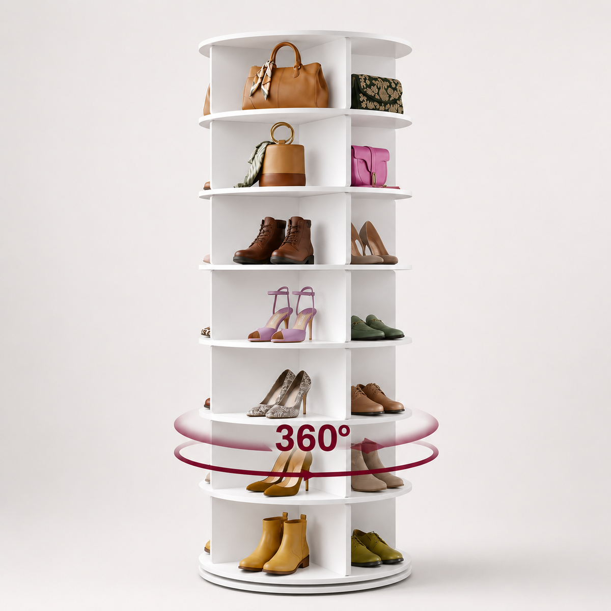 TidyLiving™ 360° Rotating Shoe & Bag Tower