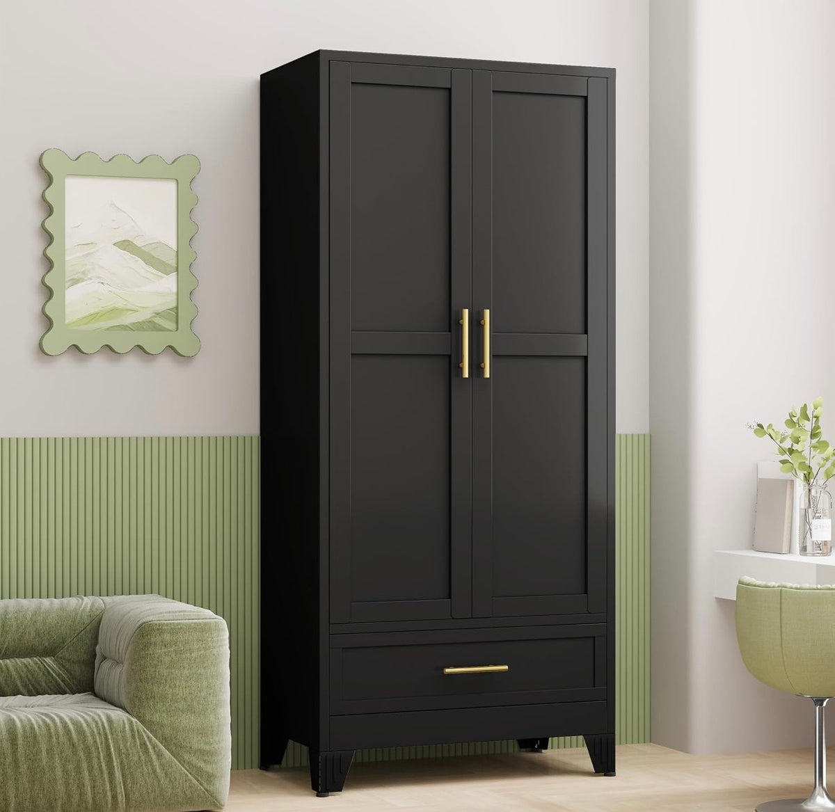 TidyLiving™ Aurelia 71” Freestanding Wardrobe with Adjustable Shelving & Hanging Rail