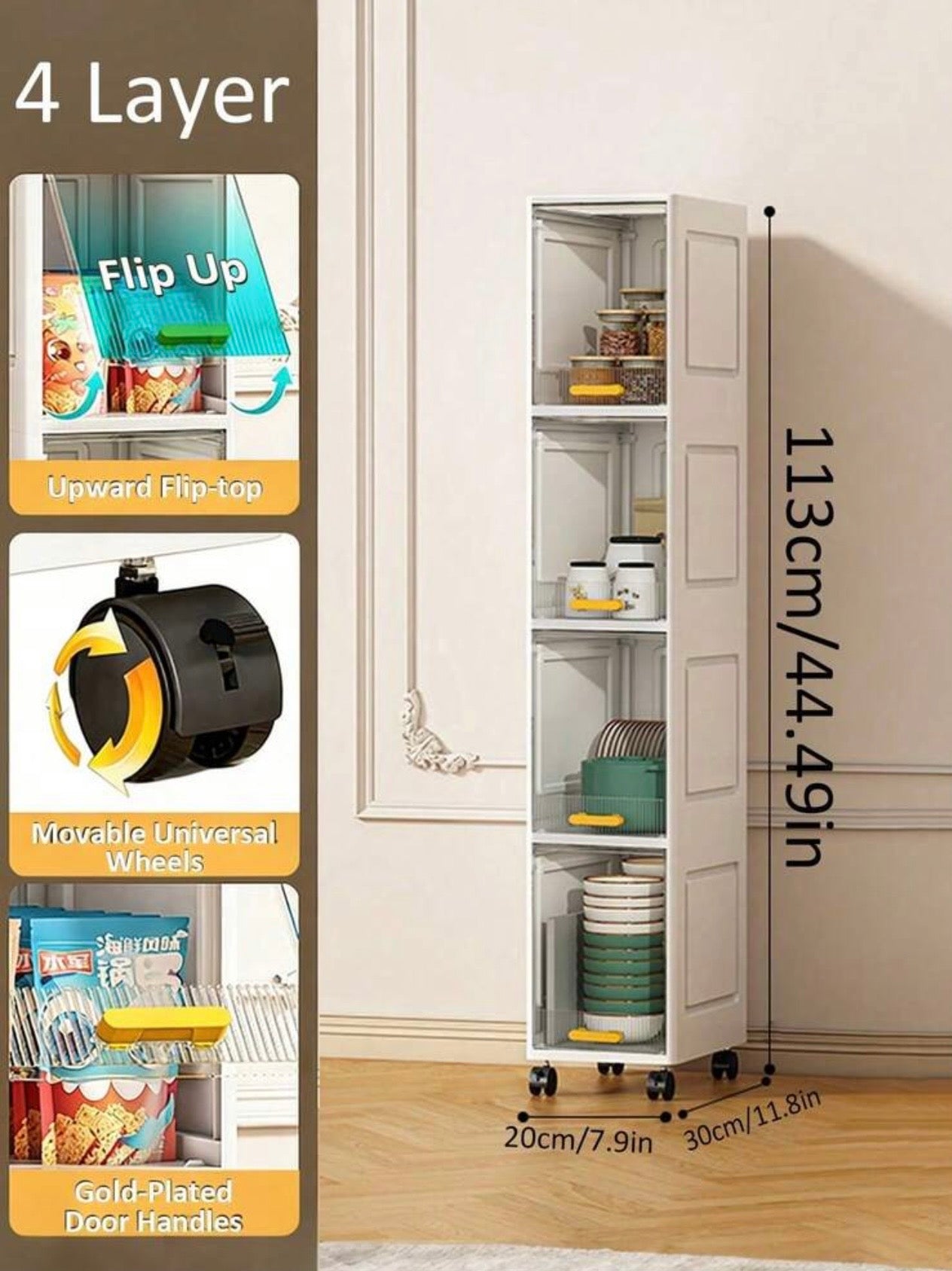 TidyLiving™ Ultra-Slim Rolling Storage Cabinet