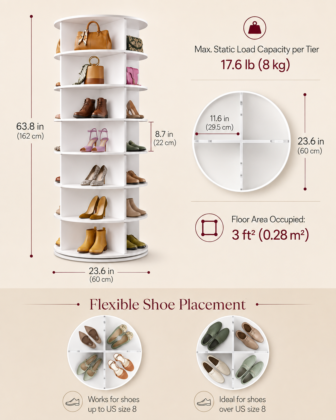 TidyLiving™ 360° Rotating Shoe & Bag Tower