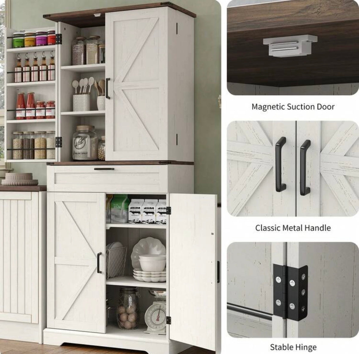 TidyLiving™ 72" Grand Pantry Storage Cabinet with 8 Door Shelves & Drawer