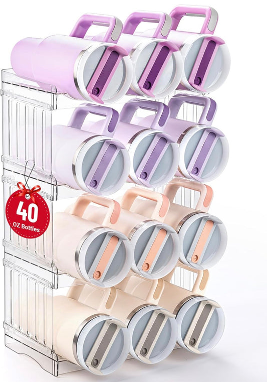 TidyLiving™ Stackable Tumbler & Water Bottle Organizer (12-Bottle Capacity)