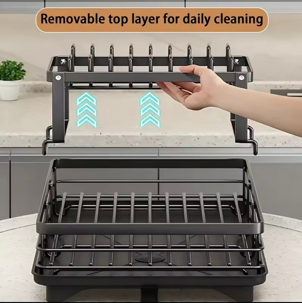TidyLiving™ 2-Tier Dish Drying Rack – Max Capacity Organizer with Drainboard & Utensil Holder