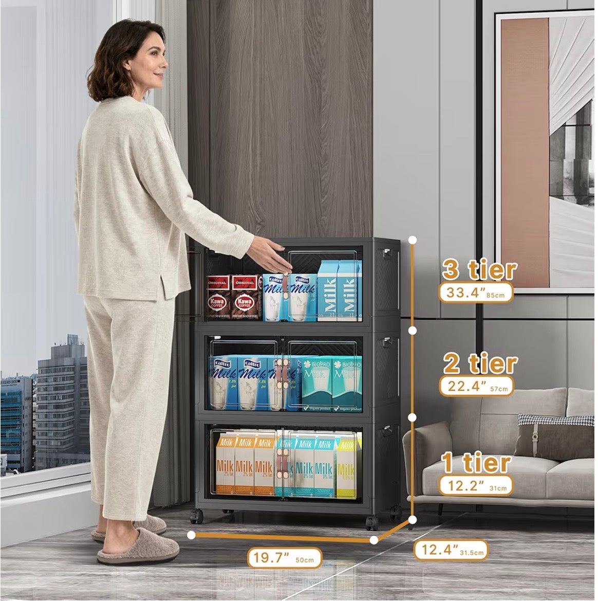 TidyLiving™ Premium Storage Cabinet — Foldable Organizer With Doors & Wheels
