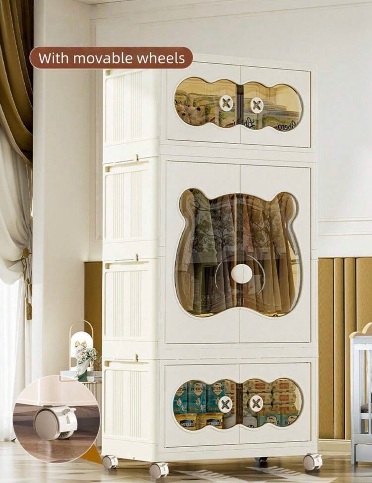 TidyLiving™ Foldable Kids Wardrobe Closet with Storage Cabinets & Hanging Organizer
