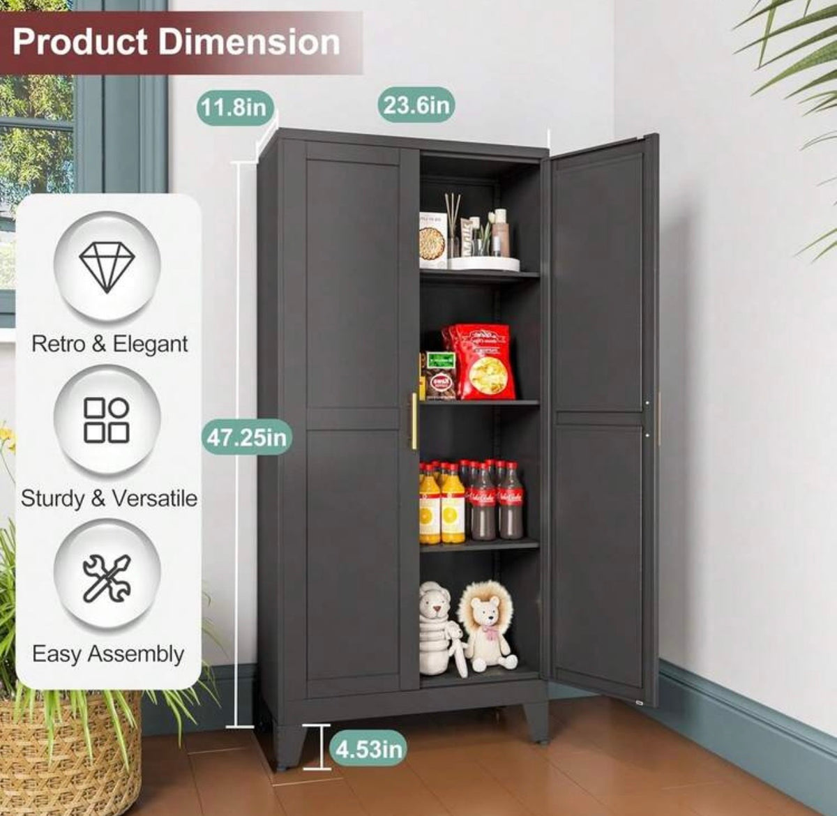 TidyLiving™ Metal Storage Cabinet with Double Doors & Adjustable Shelves