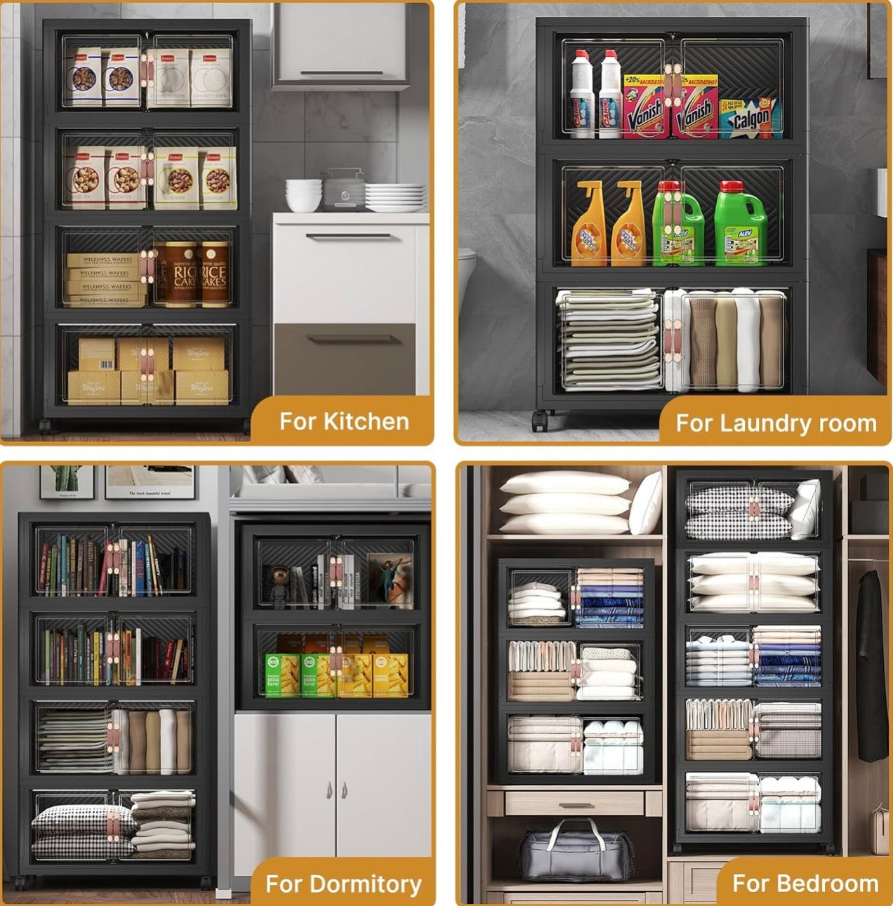 TidyLiving™ Premium Storage Cabinet — Foldable Organizer With Doors & Wheels