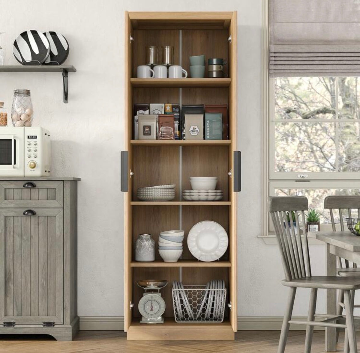 TidyLiving™ 71" Fluted Tall Storage Cabinet with Adjustable Shelves
