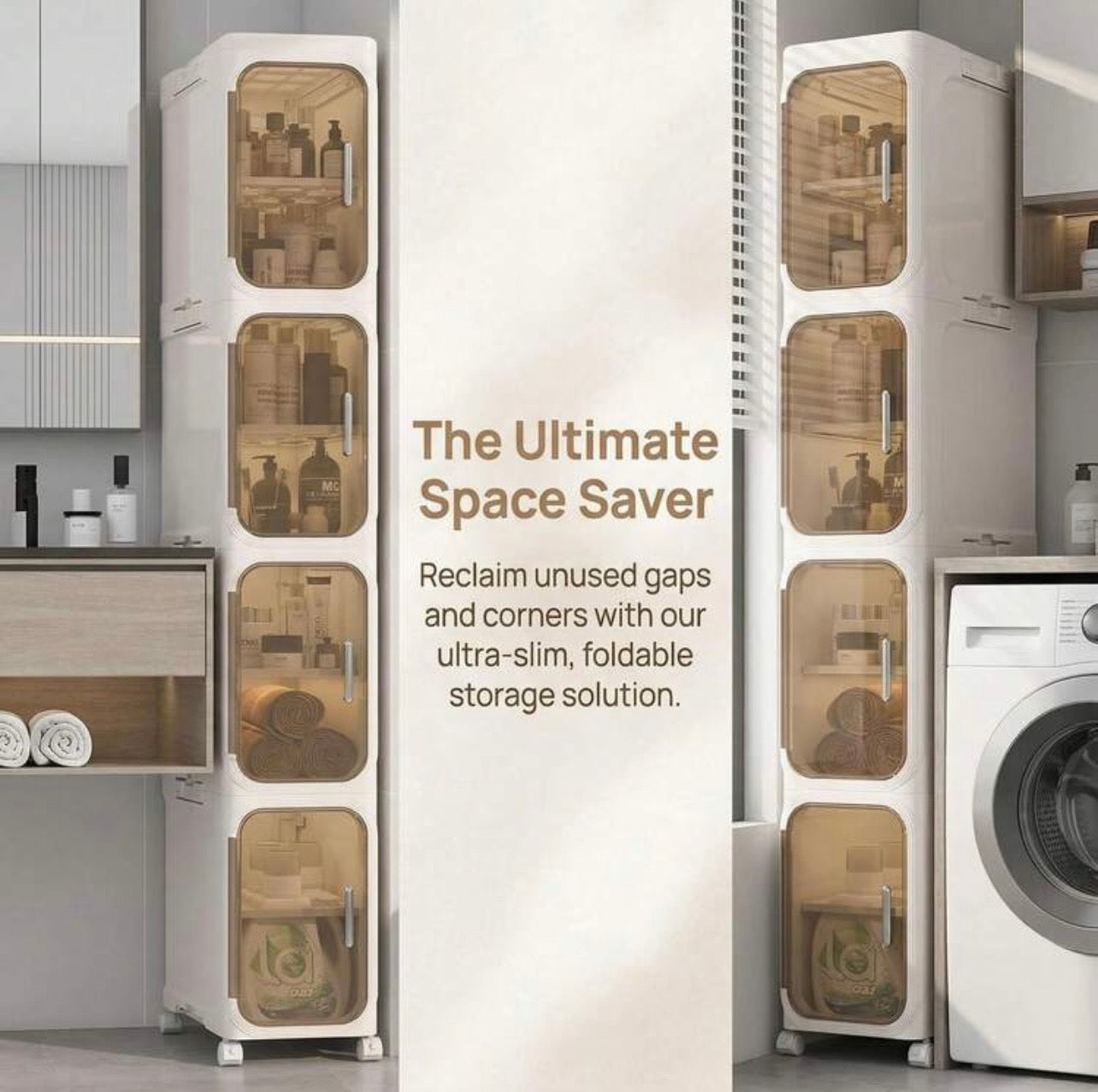 TidyLiving™ Premium Slim Storage Cabinet with Clear Doors & Wheels